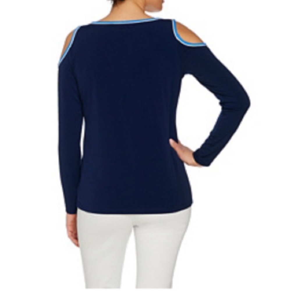 NEW Liquid Knit Long Sleeve Cold Shoulder Top - Picture 2 of 4